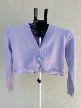 Women’s Lavender Cropped Button Front Knit Cardigan Shrug | Size Unknown